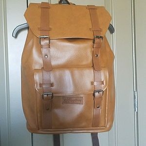 BRAND NEW faux leather camel backpack